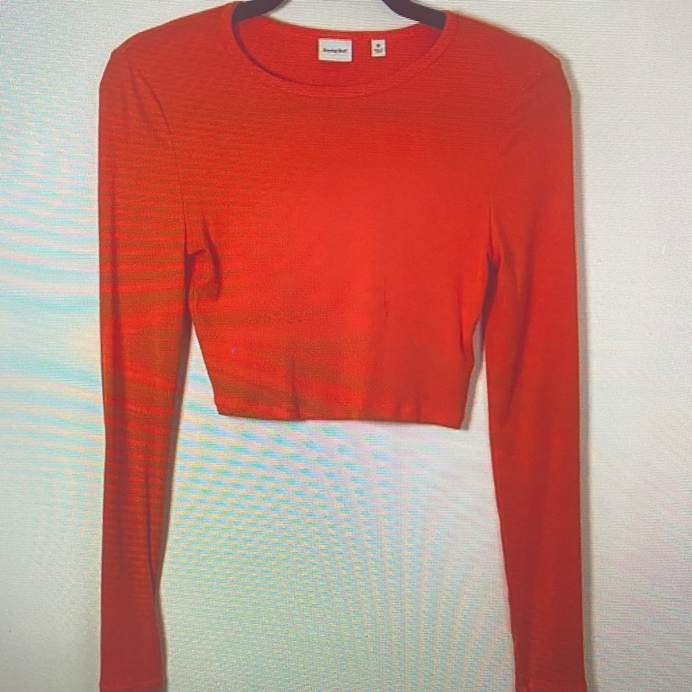 SHEIN Vibrant Red Long Sleeve Crop Top